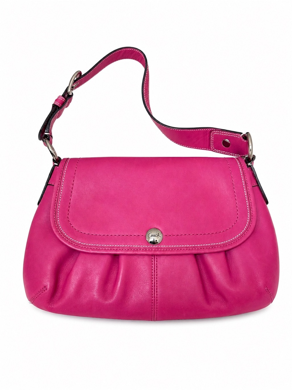 Y2K Coach Hot Pink Leather Pleated Soho Bag F13729